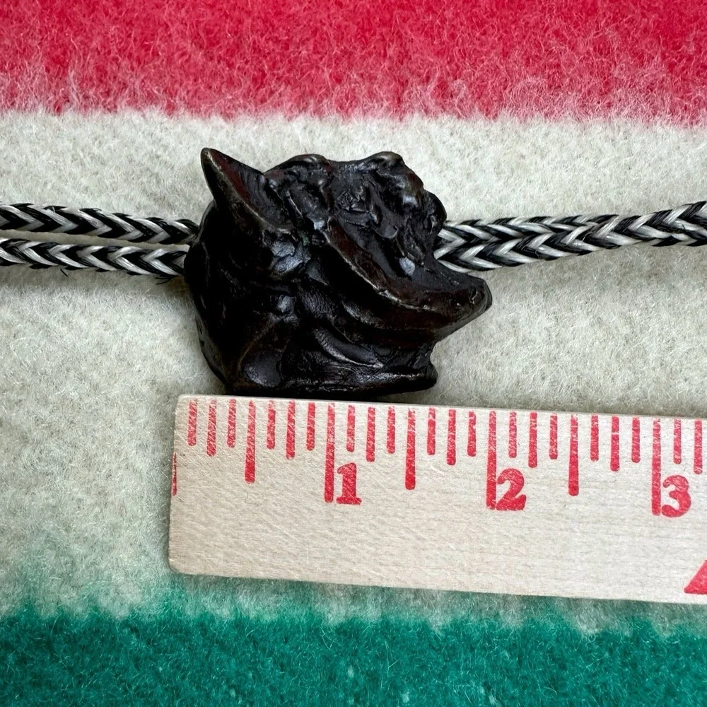 Vintage 2001 Prix de West Art Kenneth Bunn Signed Bronze Lynx Bolo Tie NAWA Rare